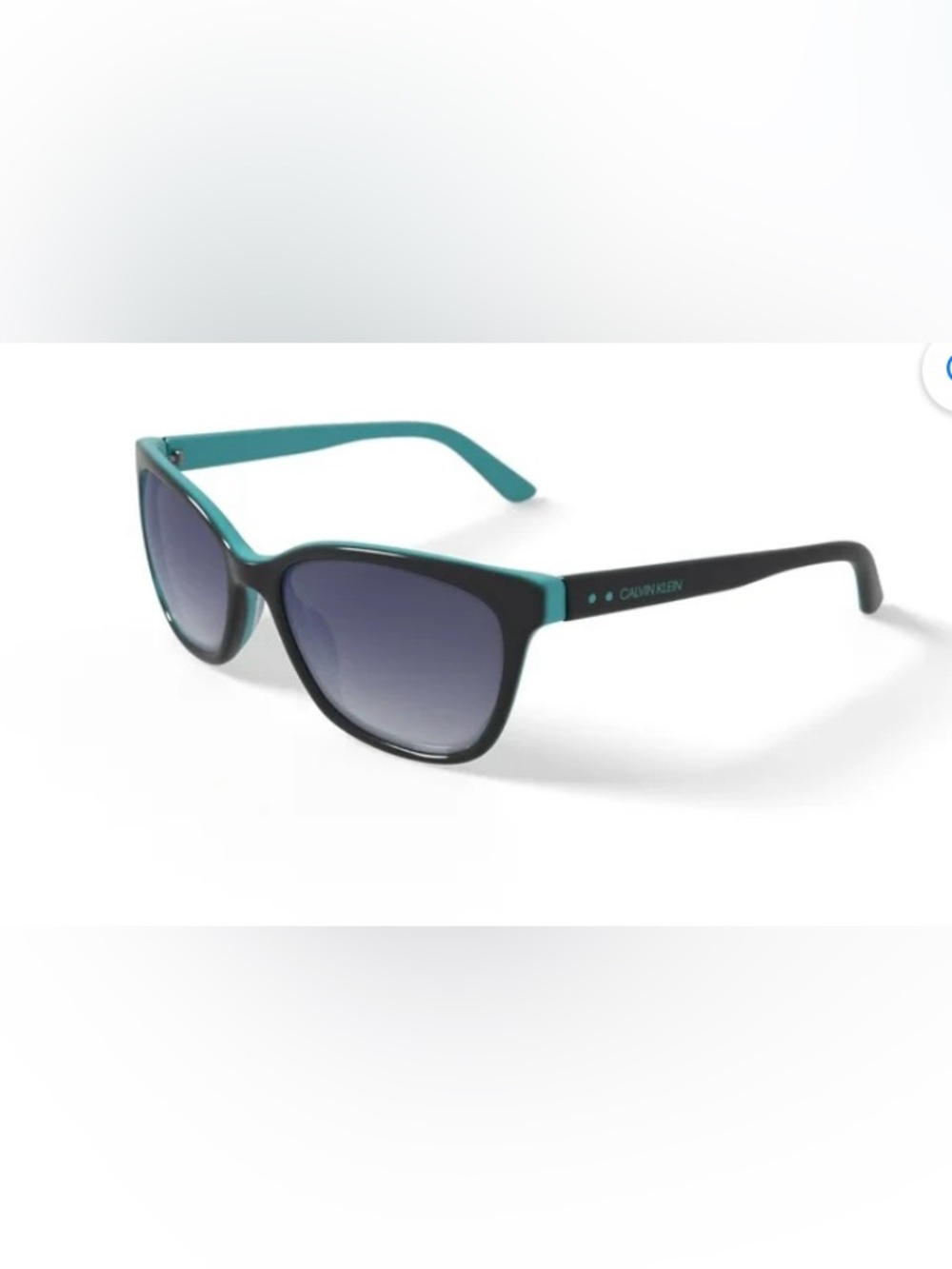 Calvin Klein Collection Teal Cat-Eye Sunglasses with Gradient Gray Lenses